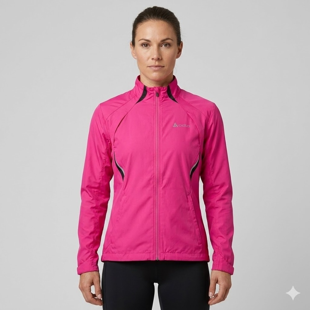 Odlo‎ Lady S Running Jacket Full Zip Pink Windbreaker Wind Resistant Small